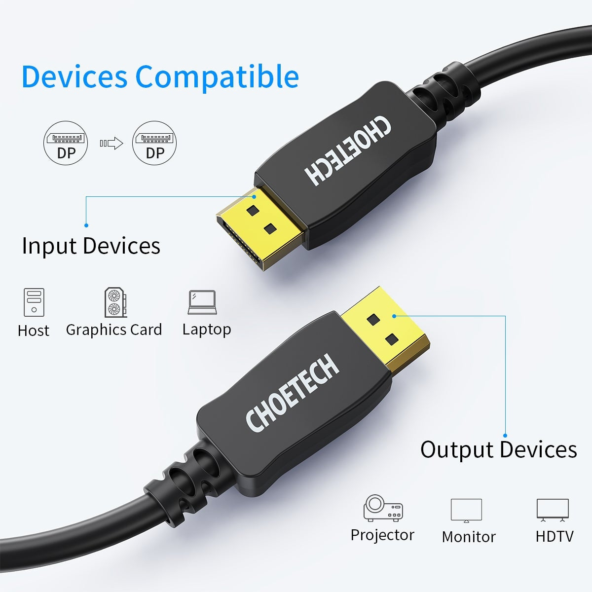 CHOETECH XDD01 DP to DP Cable 2M 8K 60Hz 6