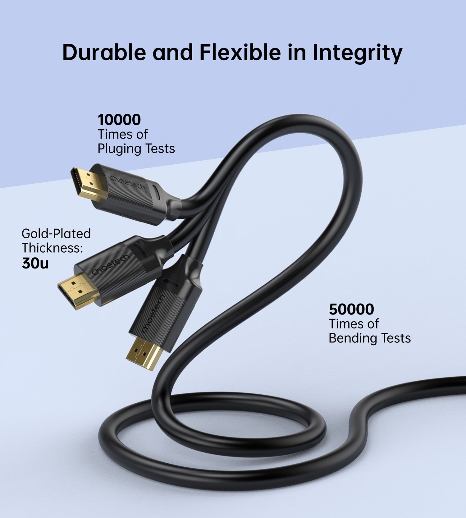 CHOETECH XHH-TP20 8K HDMI 2.1 Cable 8K@60Hz 48Gbps 2M Braided Cable - Black 3