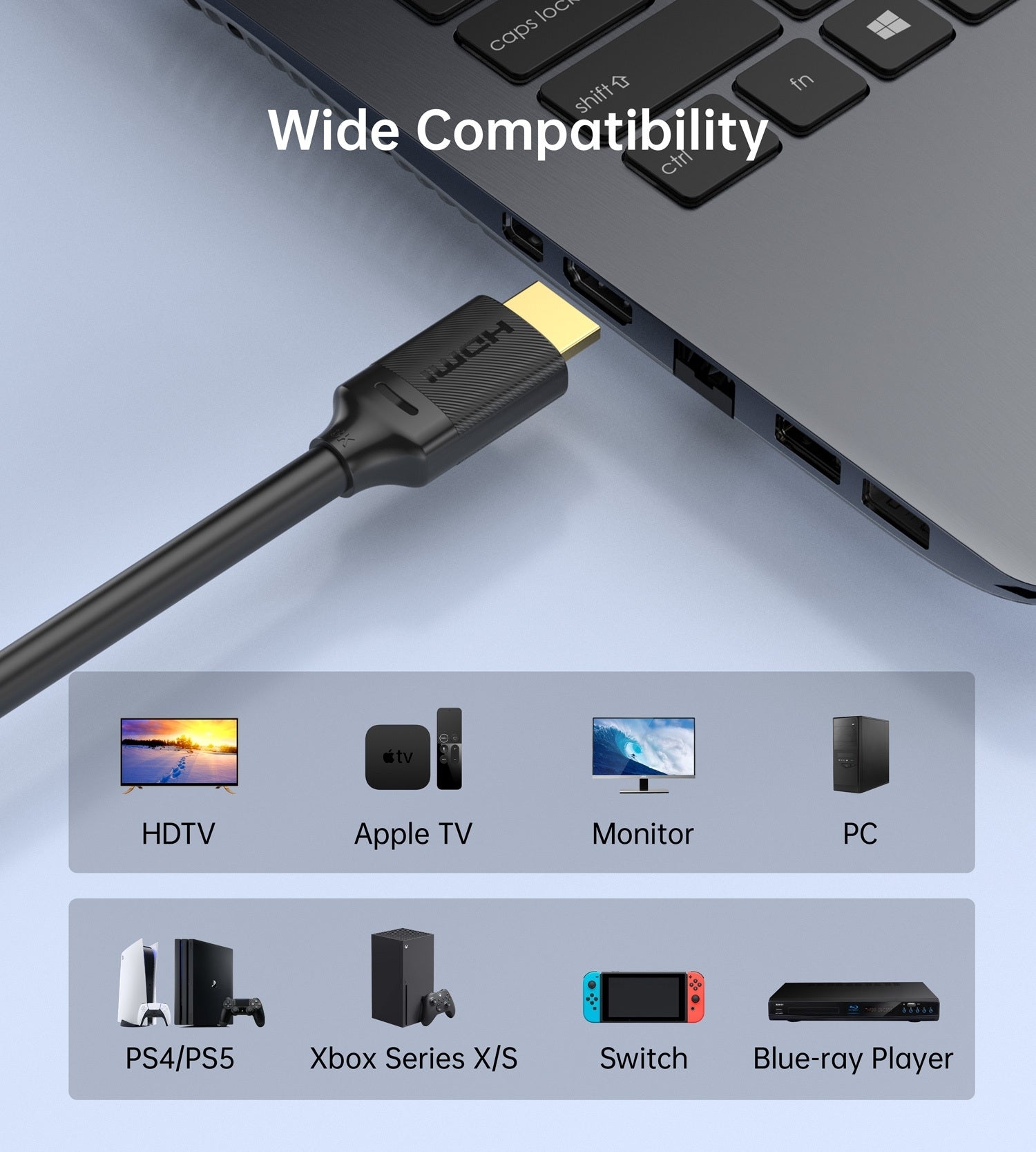 CHOETECH XHH-TP20 8K HDMI 2.1 Cable 8K@60Hz 48Gbps 2M Braided Cable - Black 5