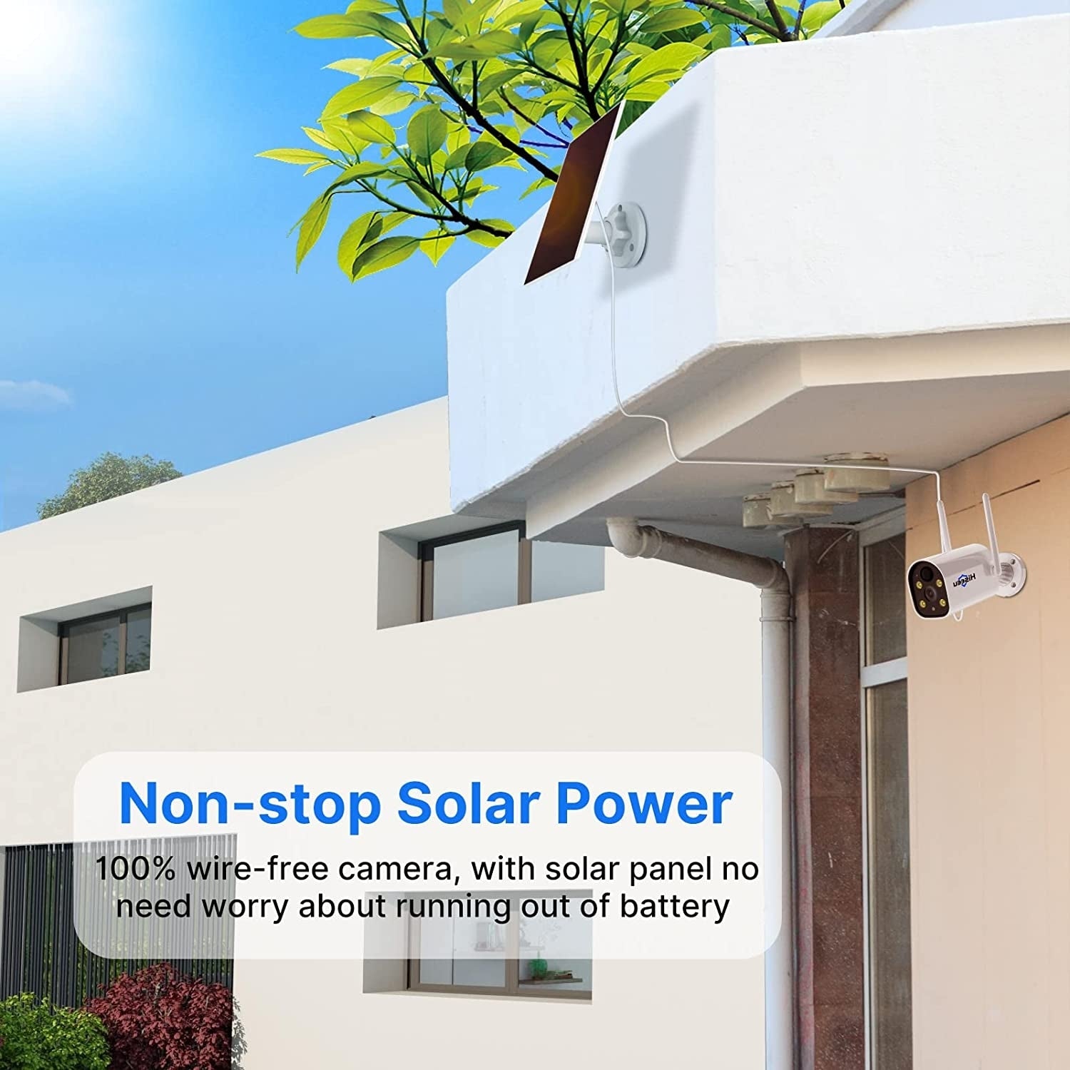 Hiseeu C40 Indoor/Outdoor WiFi Battery Camera With Solar Panel 4