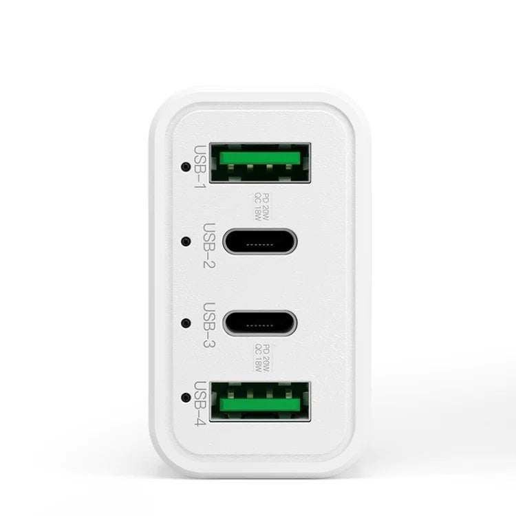 4-Port Car Charger (2 Ports PD + 2 Ports QC3.0 ) White 3