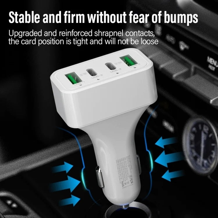 4-Port Car Charger (2 Ports PD + 2 Ports QC3.0 ) White 6
