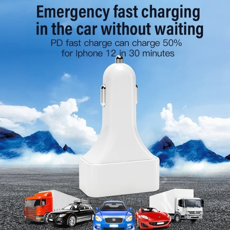 4-Port Car Charger (2 Ports PD + 2 Ports QC3.0 ) White 7