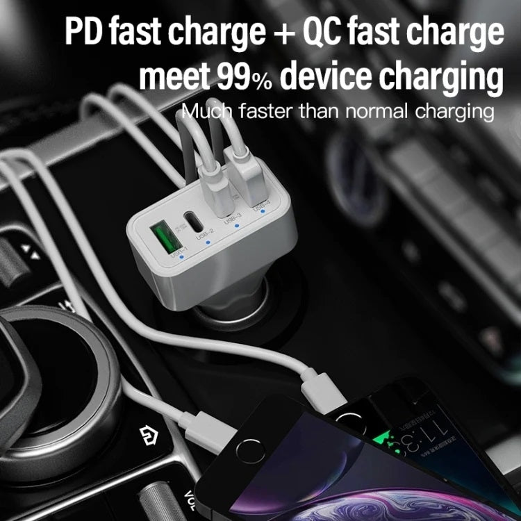 4-Port Car Charger (2 Ports PD + 2 Ports QC3.0 ) White 8