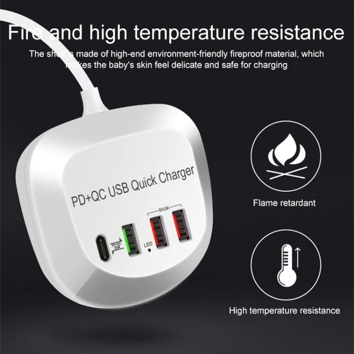 4-Port PD+QC3.0 Charger 40W with AU AC Adapter 6