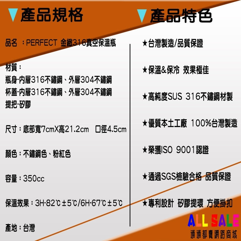 Perfect Sus 316 Thermal Bottle - Silver 9