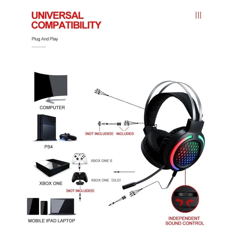 T-Wolf TF400 4-pcs Rainbow Keyboard/Mouse/Headphone/Mouse Pad Kit Set 5