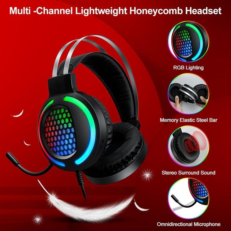 T-Wolf TF400 4-pcs Rainbow Keyboard/Mouse/Headphone/Mouse Pad Kit Set 8
