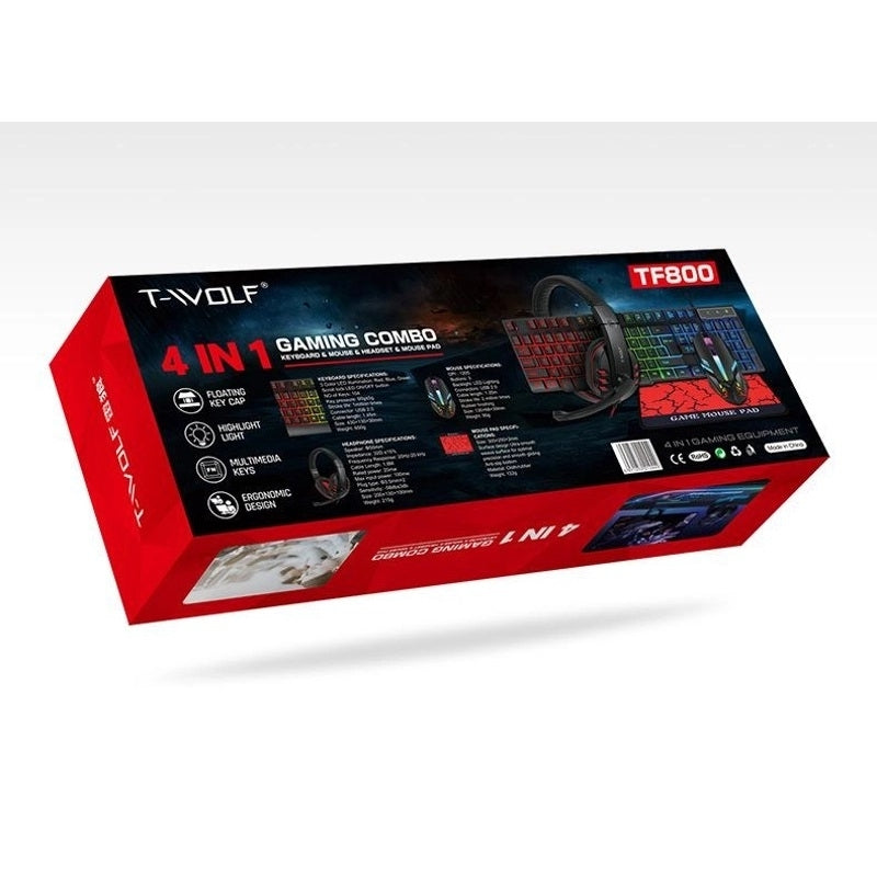 T-Wolf TF800 RGB 4-pcs Gaming Keyboard/Mouse/Headphone/Mouse Pad Kit Set 5