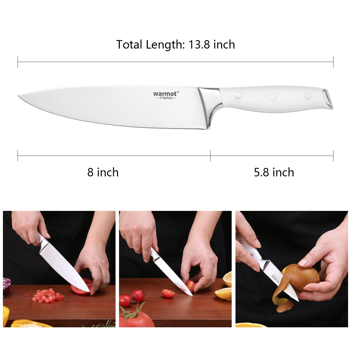 Warmot 3 Piece Ultra Sharp Chefs Knife Set with Gift Box (888-3) 4