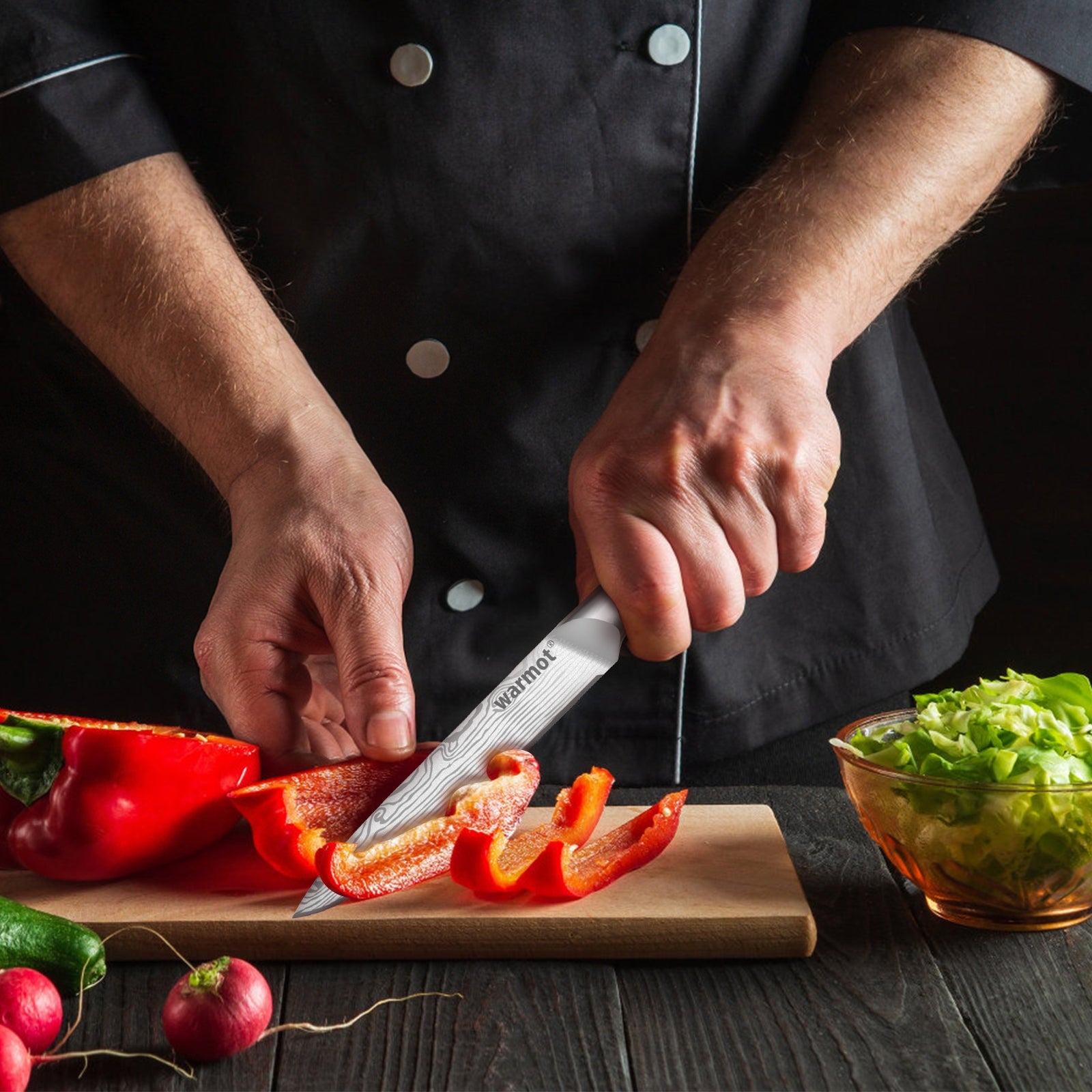 Warmot 3-Piece High Carbon Stainless Steel Cooking Knife Triple Riveted Handle with Gift Box(997-3) 6