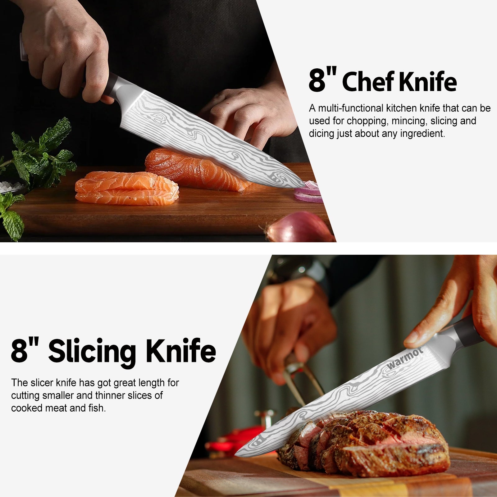 Warmot 7-Piece High Carbon Stainless Steel Cooking Knife Triple Riveted Handle with Gift Box(997-7) 4