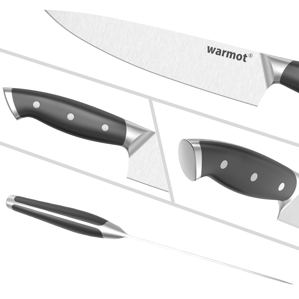 Warmot 3-Piece High Carbon Stainless Steel Ultra Chef Knife Set with Gift Box (317-3) 3