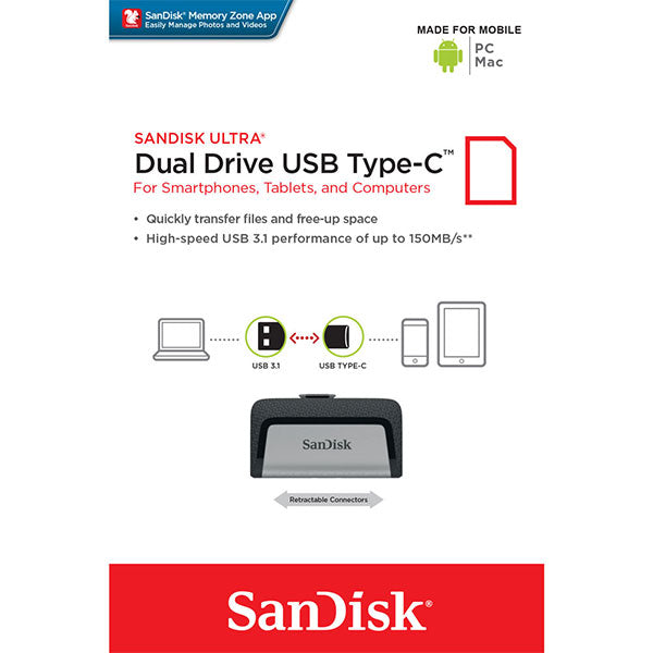 SanDisk 256GB Dual  USB 3.1 Type-C Flash Drive -SDDDC2-256G 4