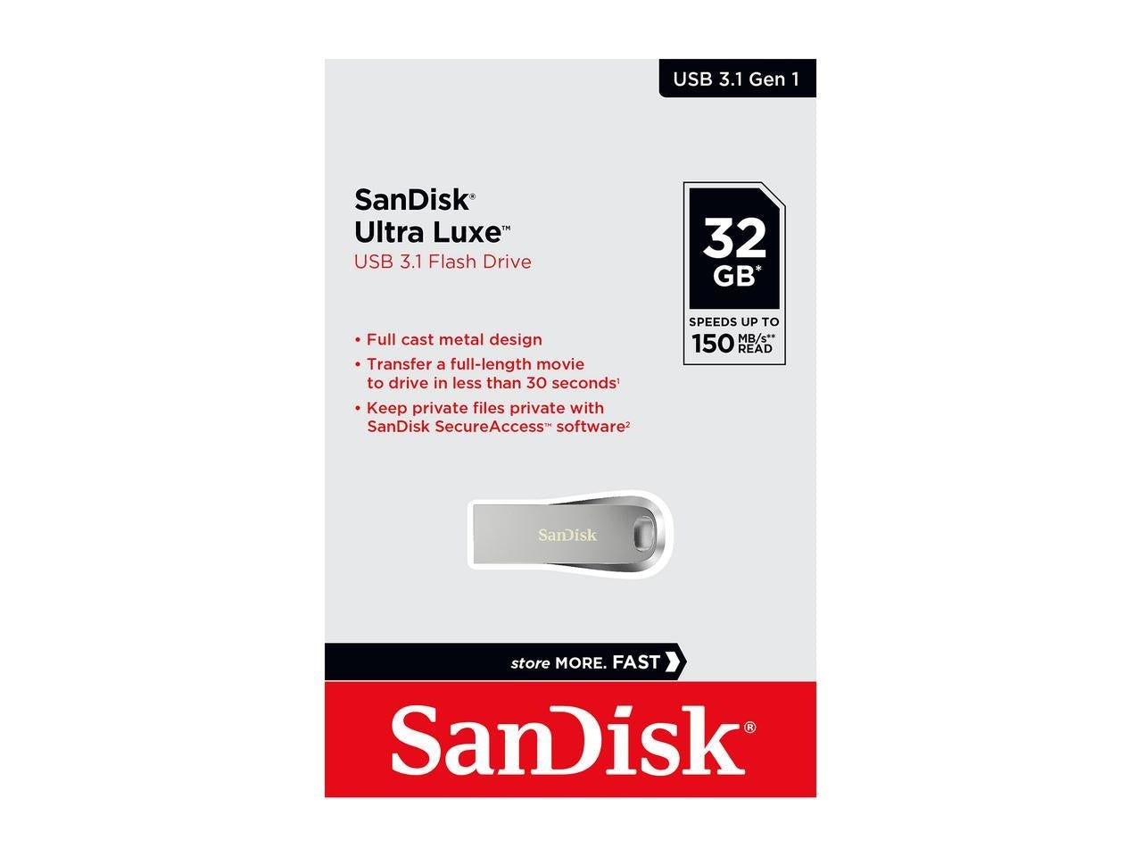 SANDISK SDCZ74-032G-G46 32G  ULTRA LUXE PEN DRIVE 150MB USB 3.0 METAL 5