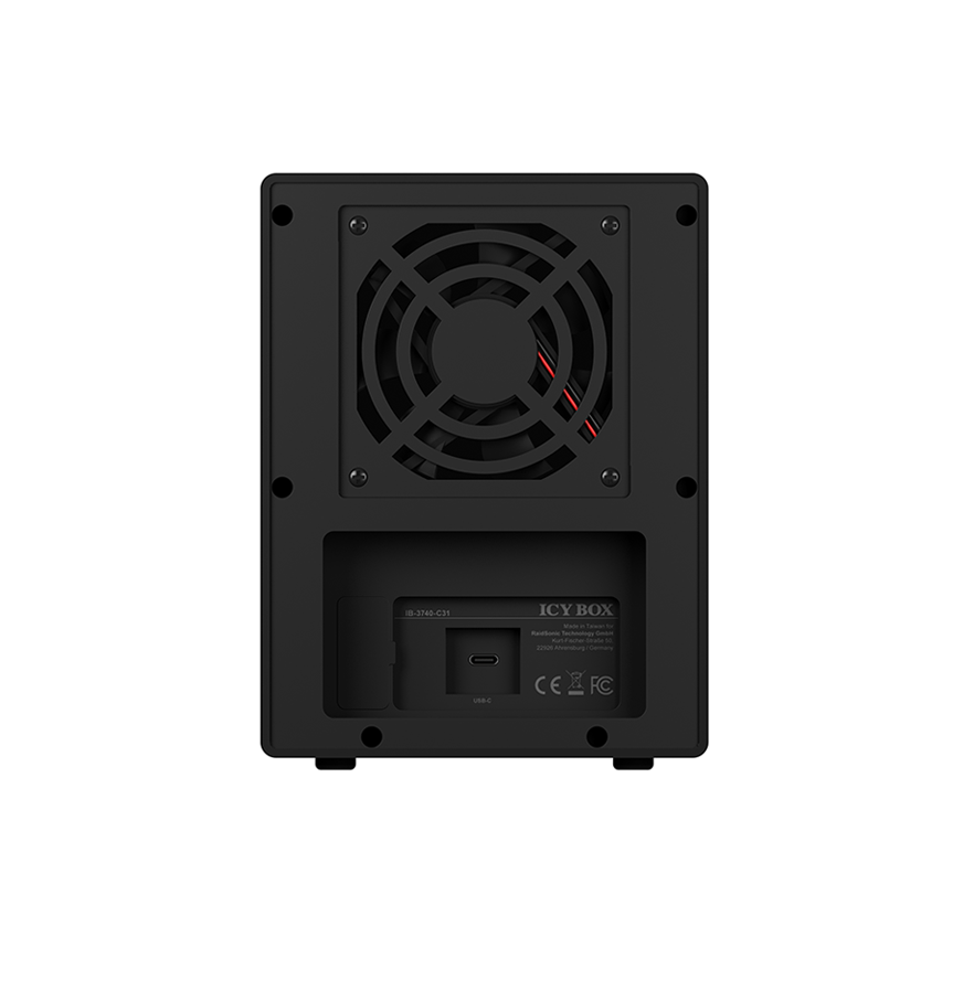 ICY BOX SINGLE enclosure for 4x HDD/SSD with USB 3.1 (Gen 2) Type-C interface and fan 4