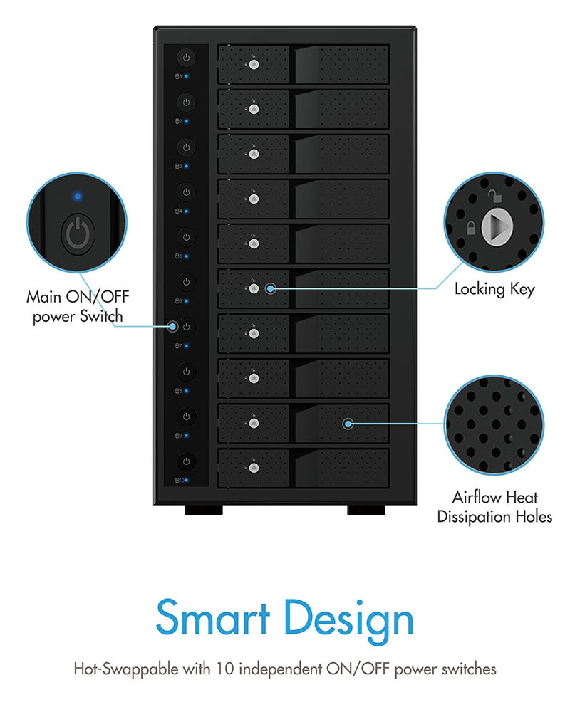 ICY BOX IB-3810-C31 SINGLE enclosure for 10x HDD with USB 3.1 (Gen 2) Type-C or Type-A interface 5
