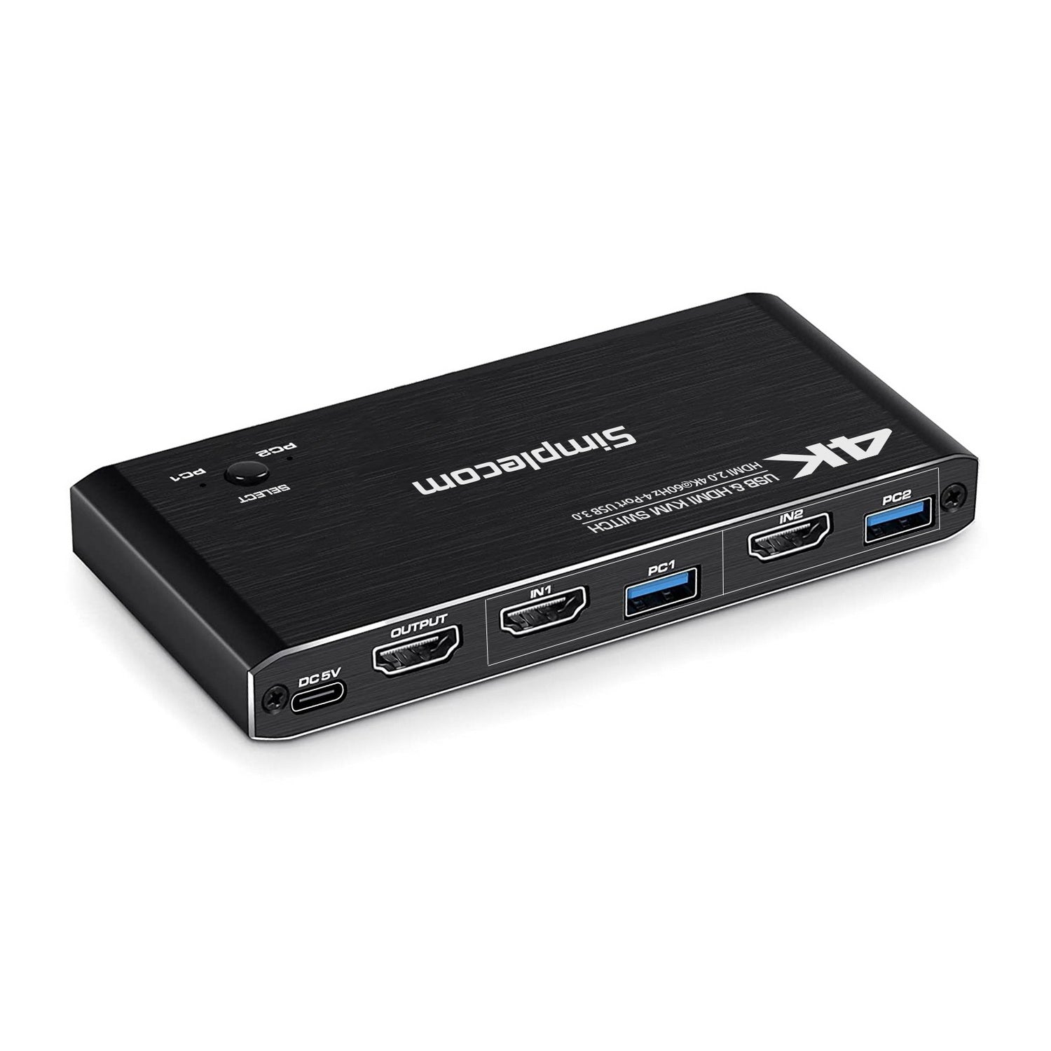 Simplecom KM420 2-Port HDMI KVM Switch HDMI 2.0 4K@60Hz 4-Port USB 3.0 Hub 5Gbps 3