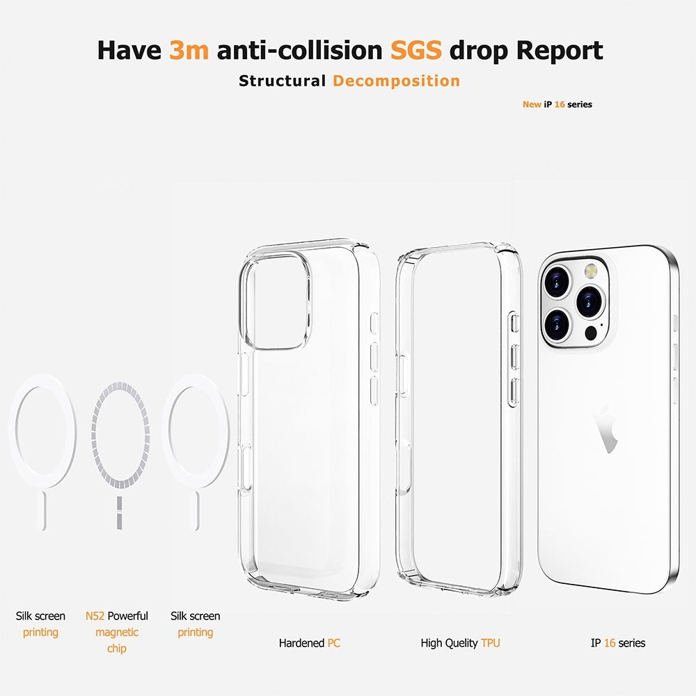 Ultimake Shockproof Transparent Magsafe Cover Case for iPhone 16 Pro 5