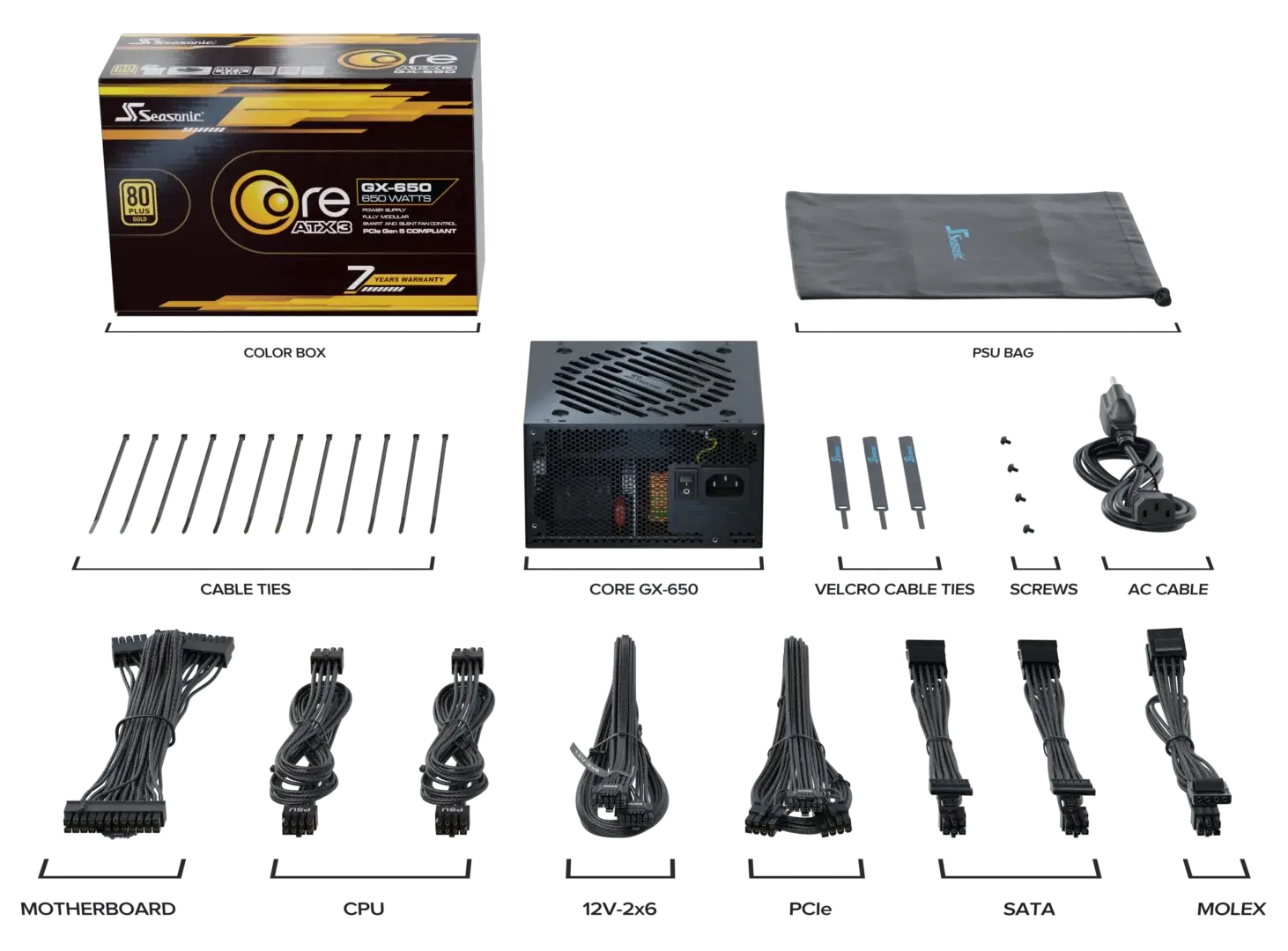 Seasonic Core GX-650 ATX3 80 Plus Gold Full Modular 650W PSU (SRP-CGX651-A5A32SF) 6