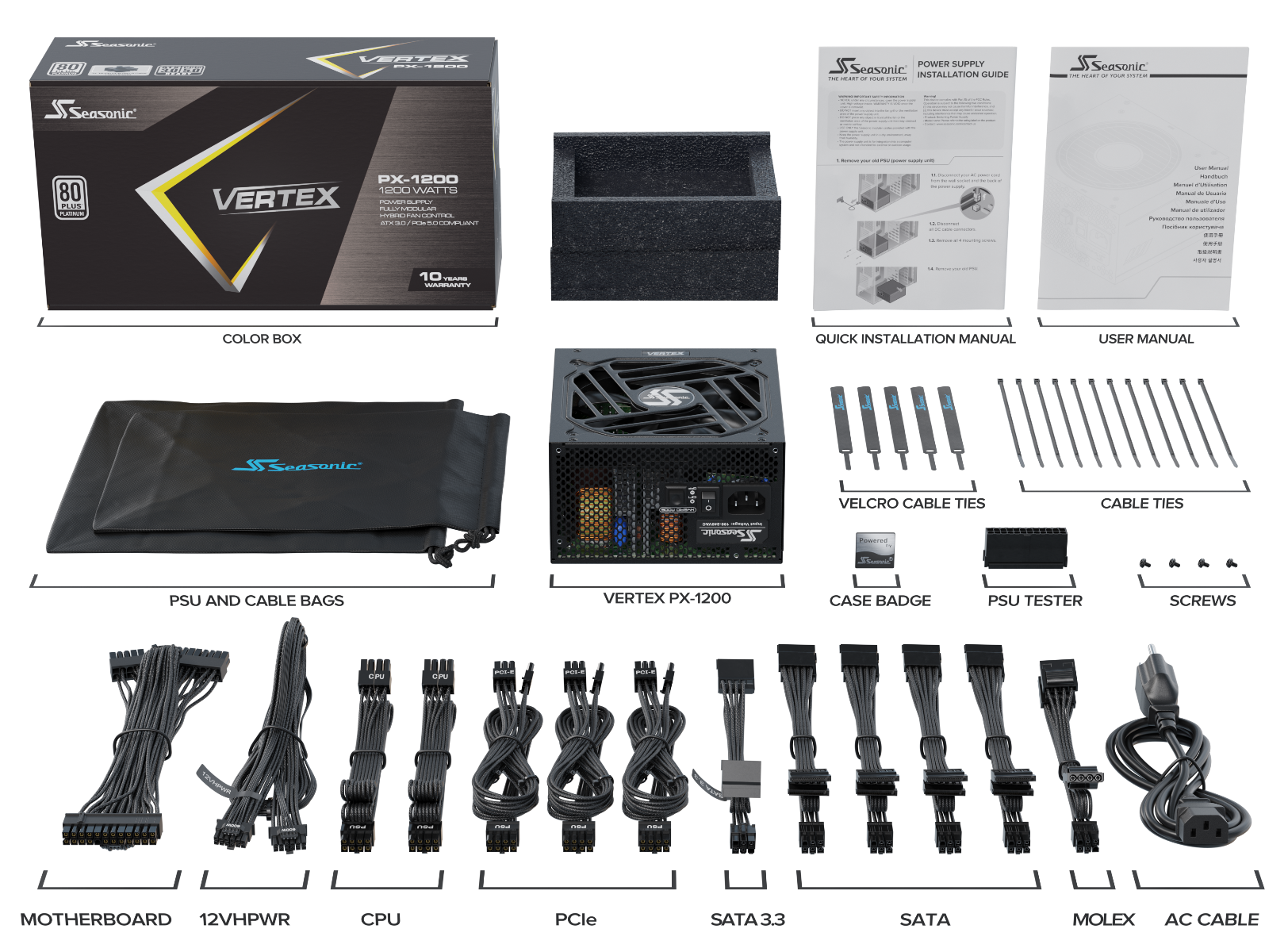 Seasonic VERTEX 1200W (PX-1200) Platinum Fully Modular PSU ATX 3.0 6