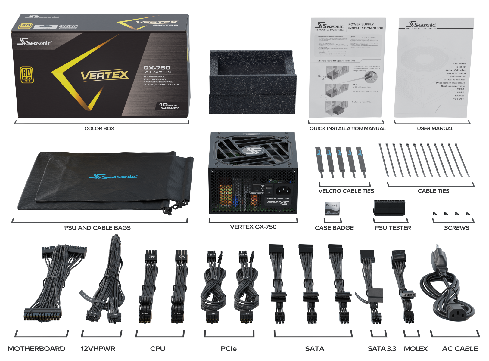 Seasonic VERTEX 750W (GX-750)  80 PLUS Gold Modular PSU ATX 3.0 7