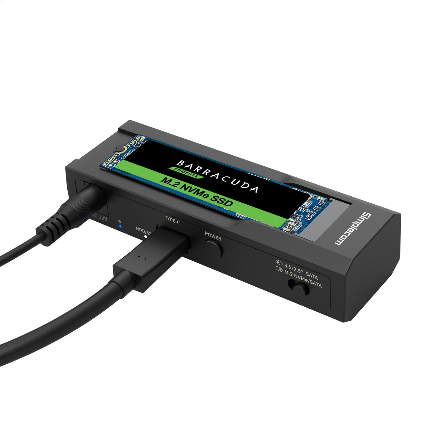 Simplecom SA536 USB to M.2 and SATA 2-IN-1 Adapter for 2.5"/3.5" HDD & NVMe/SATA M.2 SSD with Power Supply USB 3.2 Gen2 10Gbps 6
