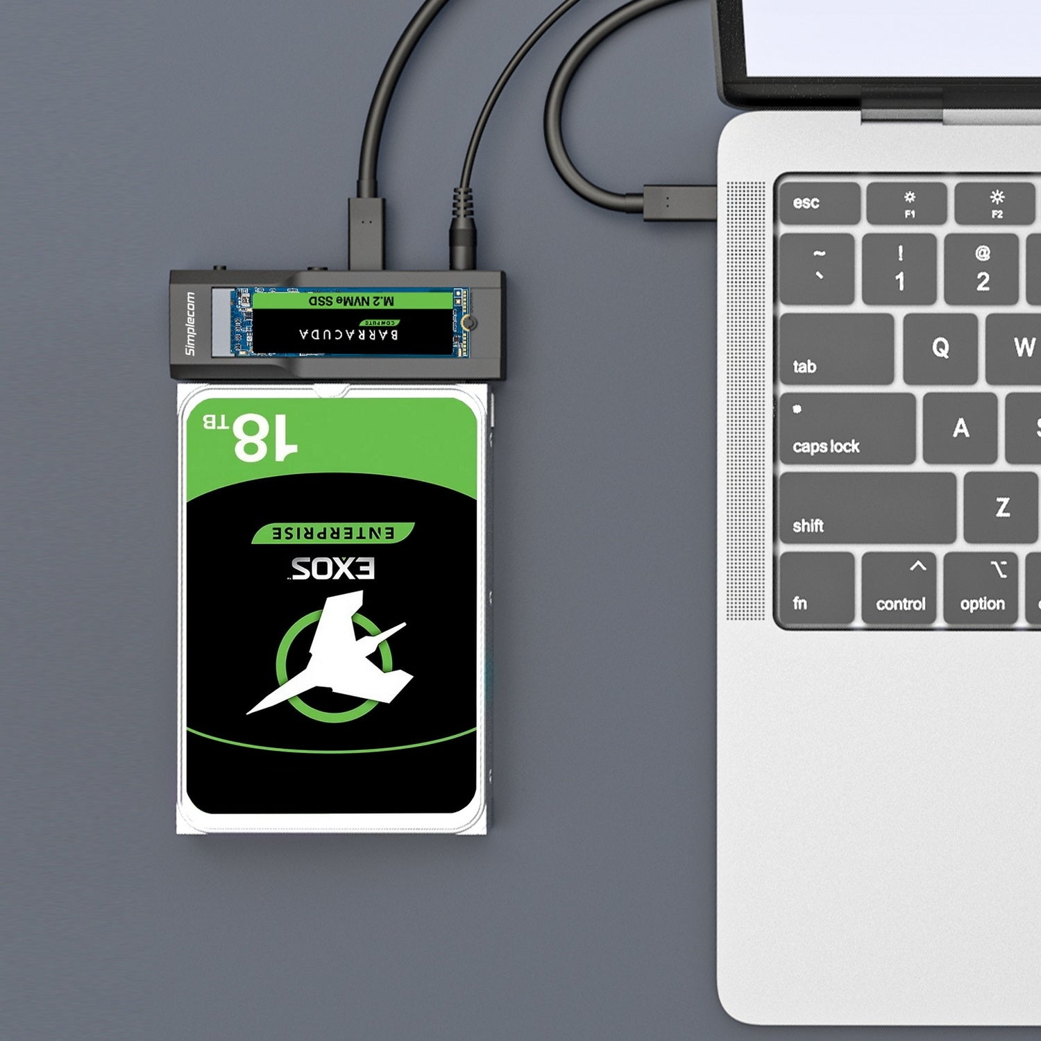 Simplecom SA536 USB to M.2 and SATA 2-IN-1 Adapter for 2.5"/3.5" HDD & NVMe/SATA M.2 SSD with Power Supply USB 3.2 Gen2 10Gbps 7