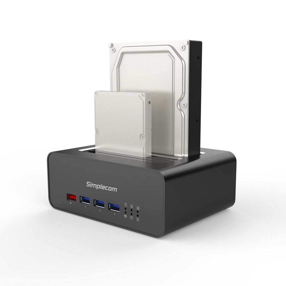 Simplecom SD352 USB 3.0 to Dual SATA Aluminium Docking Station with 3-Port Hub and 1 Port 2.1A USB Charger 4