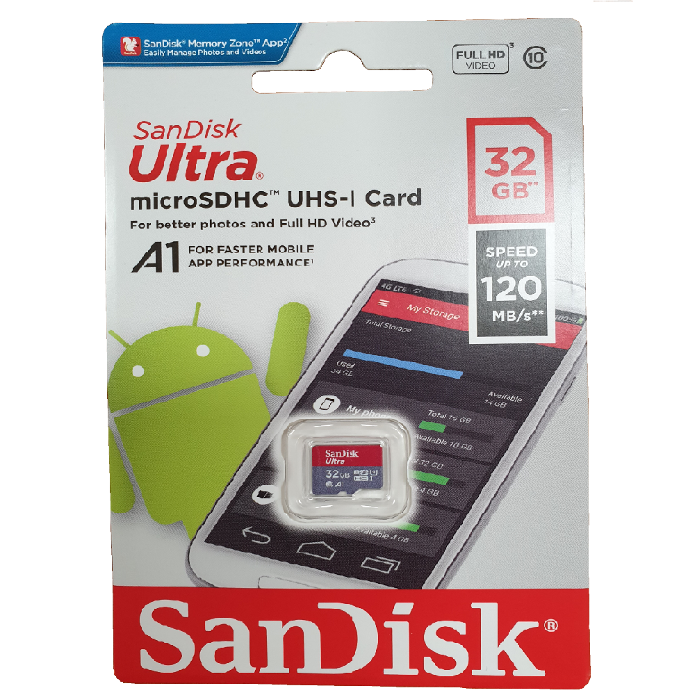 SANDISK SDSQUA4-032G-GN6MN Micro SDHC Ultra UHS-I Class 10 , A1, 120mb/s No adapter 3