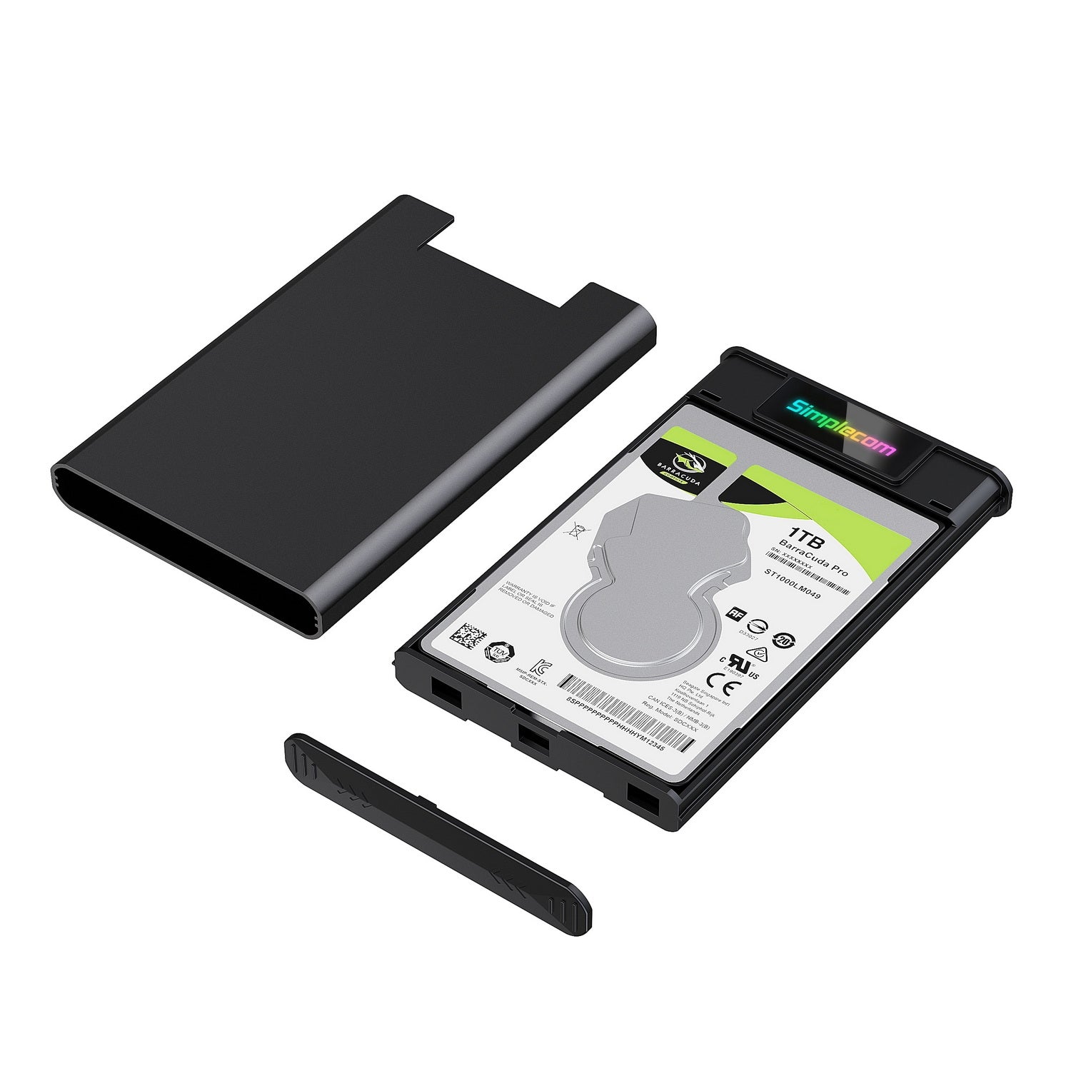 Simplecom SE239 Tool-free 2.5" SATA HDD SSD to USB-C Enclosure with RGB Lights USB 3.2 Gen 2 4