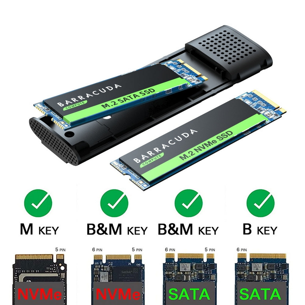 Simplecom SE516 NVMe / SATA Dual Protocol M.2 SSD Tool-Free USB-C Enclosure USB 3.2 Gen 2 10Gbps 3