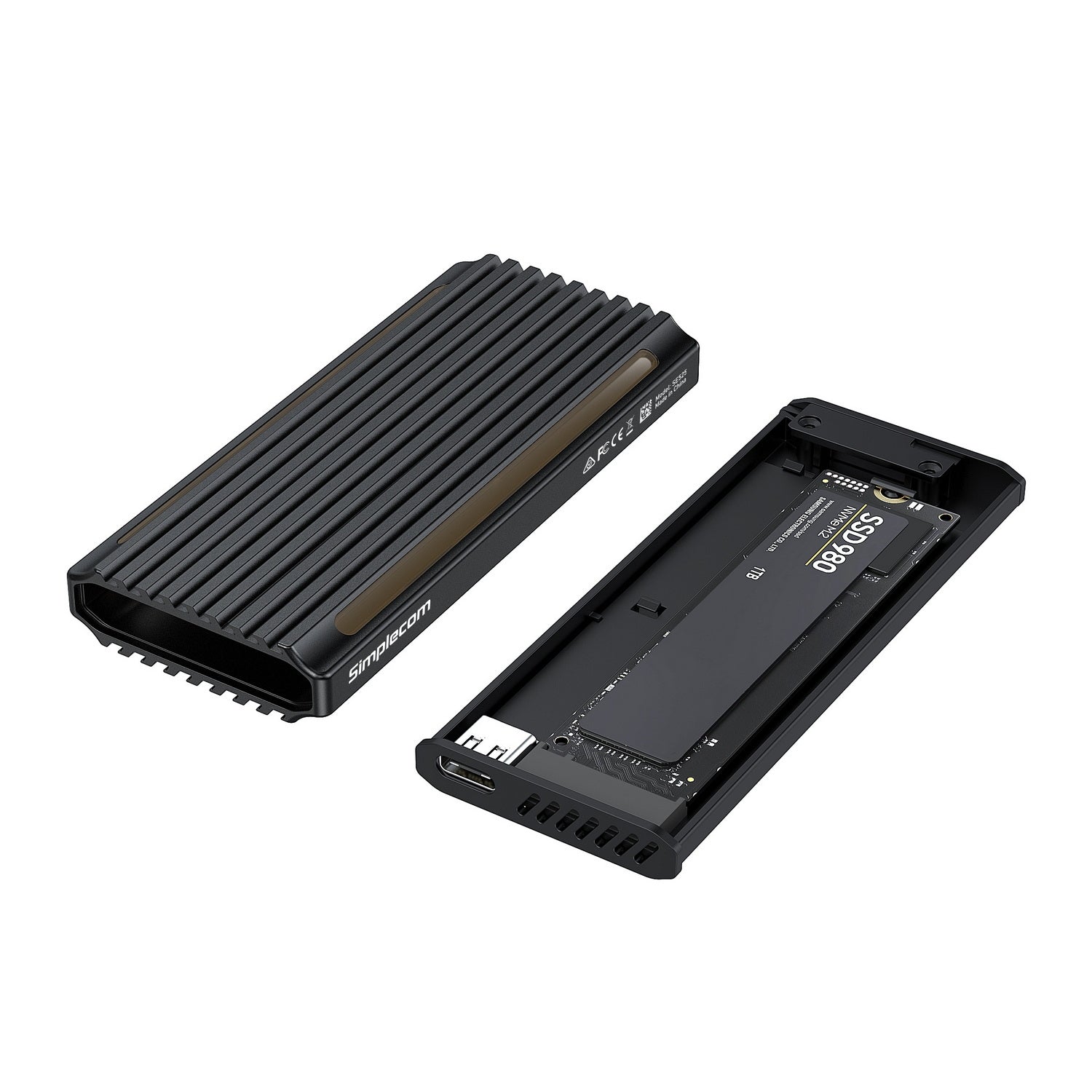 Simplecom SE525 NVMe / SATA M.2 SSD USB-C Enclosure with RGB Light USB 3.2 Gen 2 10Gbps 3