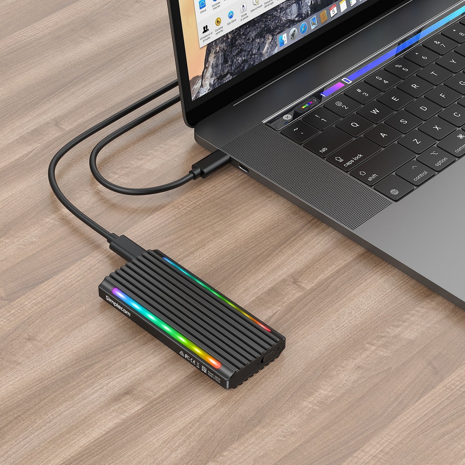 Simplecom SE525 NVMe / SATA M.2 SSD USB-C Enclosure with RGB Light USB 3.2 Gen 2 10Gbps 5