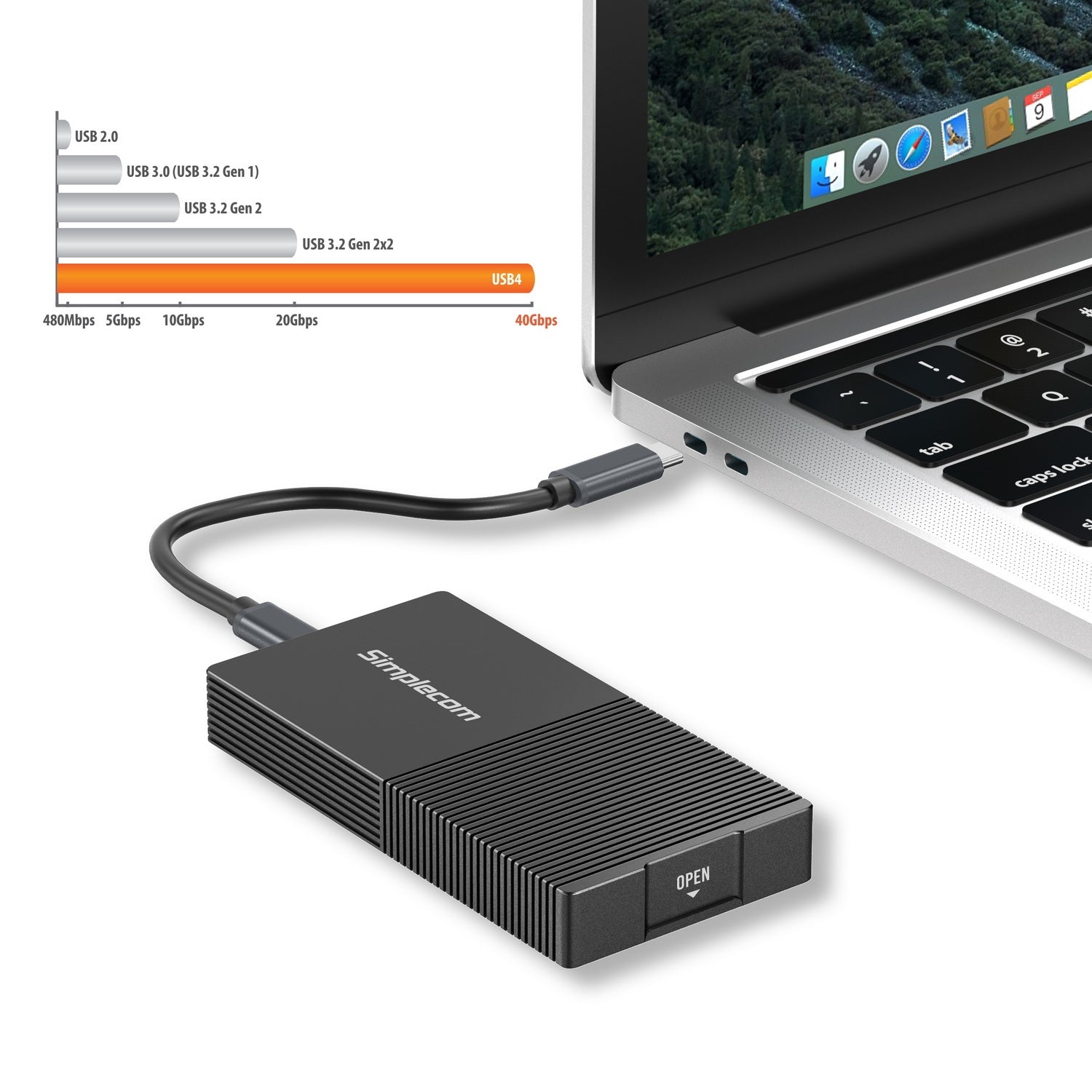 Simplecom SE640 USB4 to NVMe M.2 SSD USB-C Enclosure 40Gbps 6