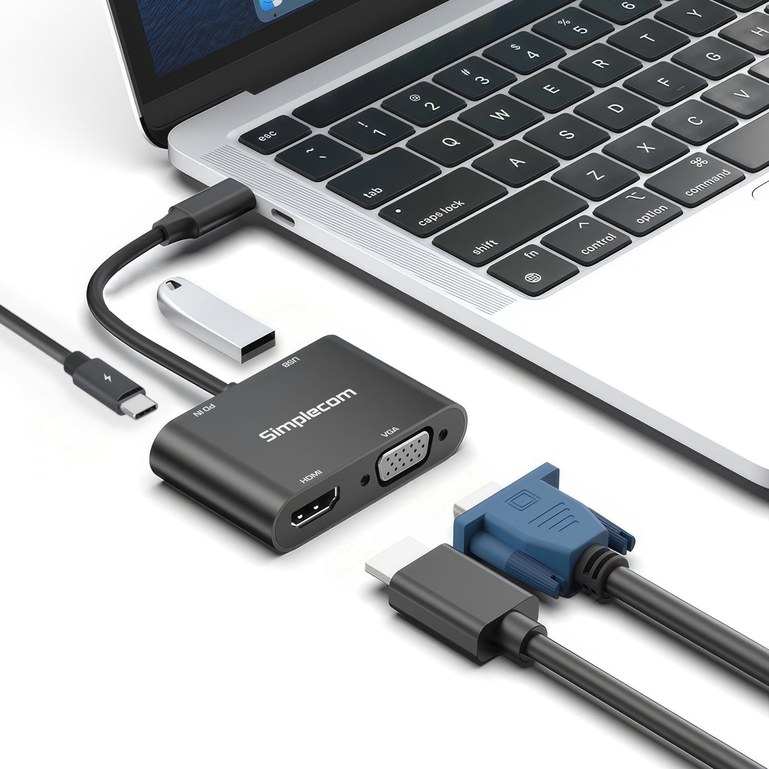 Simplecom DA440 4-in-1 USB-C Multiport Adapter with Power Delivery USB 3.0 VGA HDMI 4