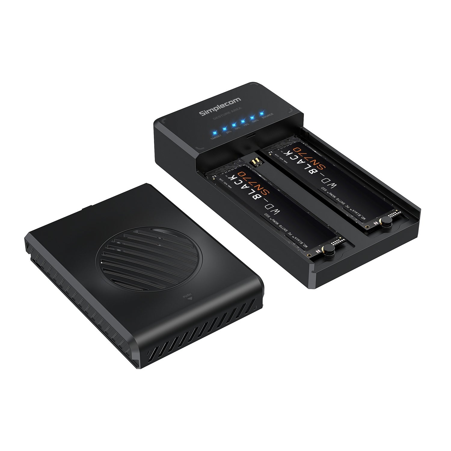 Simplecom SD560 Dual Bay NVMe M.2 SSD Enclosure Offline Clone Docking Station USB 3.2 Gen2 10Gbps 3