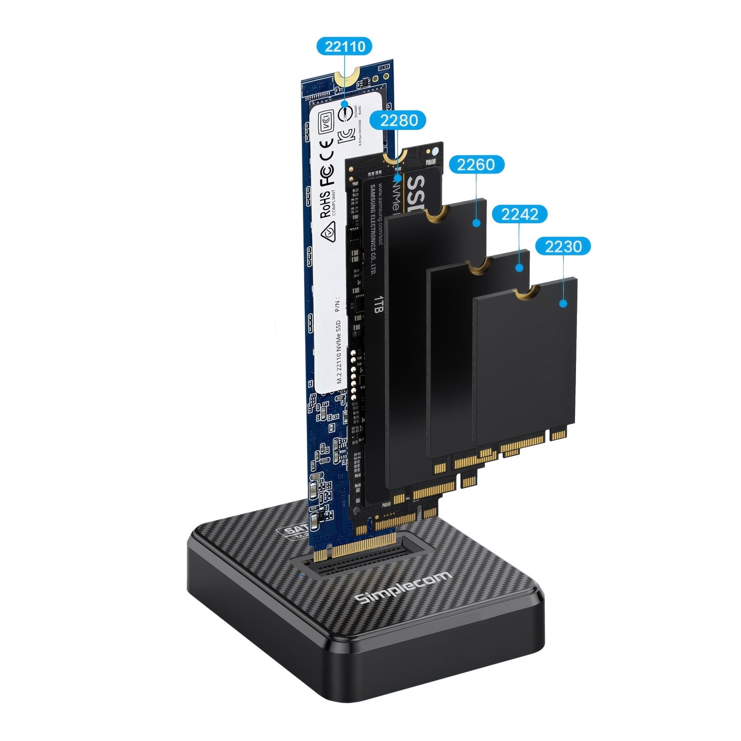 Simplecom SD511 M.2 SSD Docking Station NVMe and SATA Dual Protocol USB 3.2 Gen 2 10Gbps 3