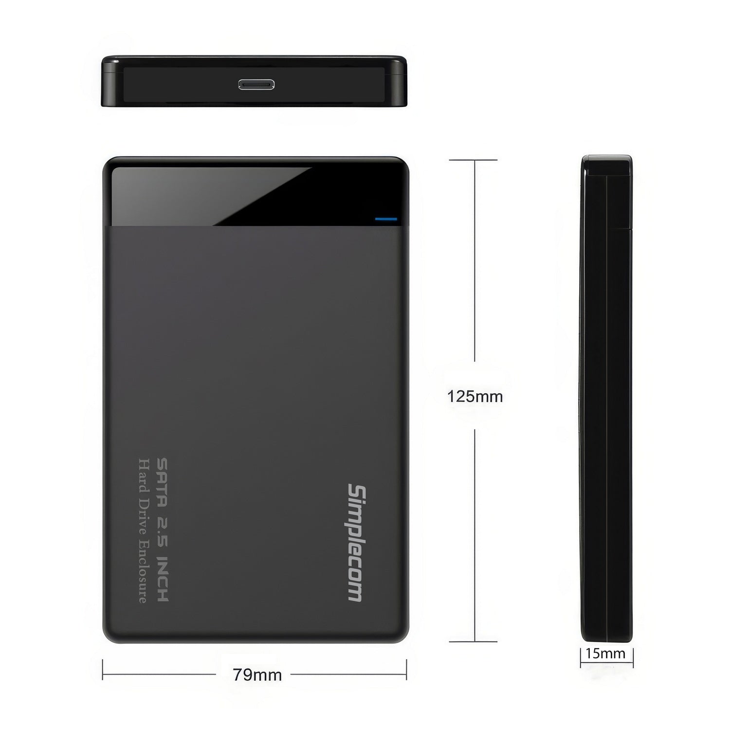 Simplecom SE109 Tool-free 2.5" SATA HDD SSD to USB-C Enclosure USB 3.2 Gen 1 3