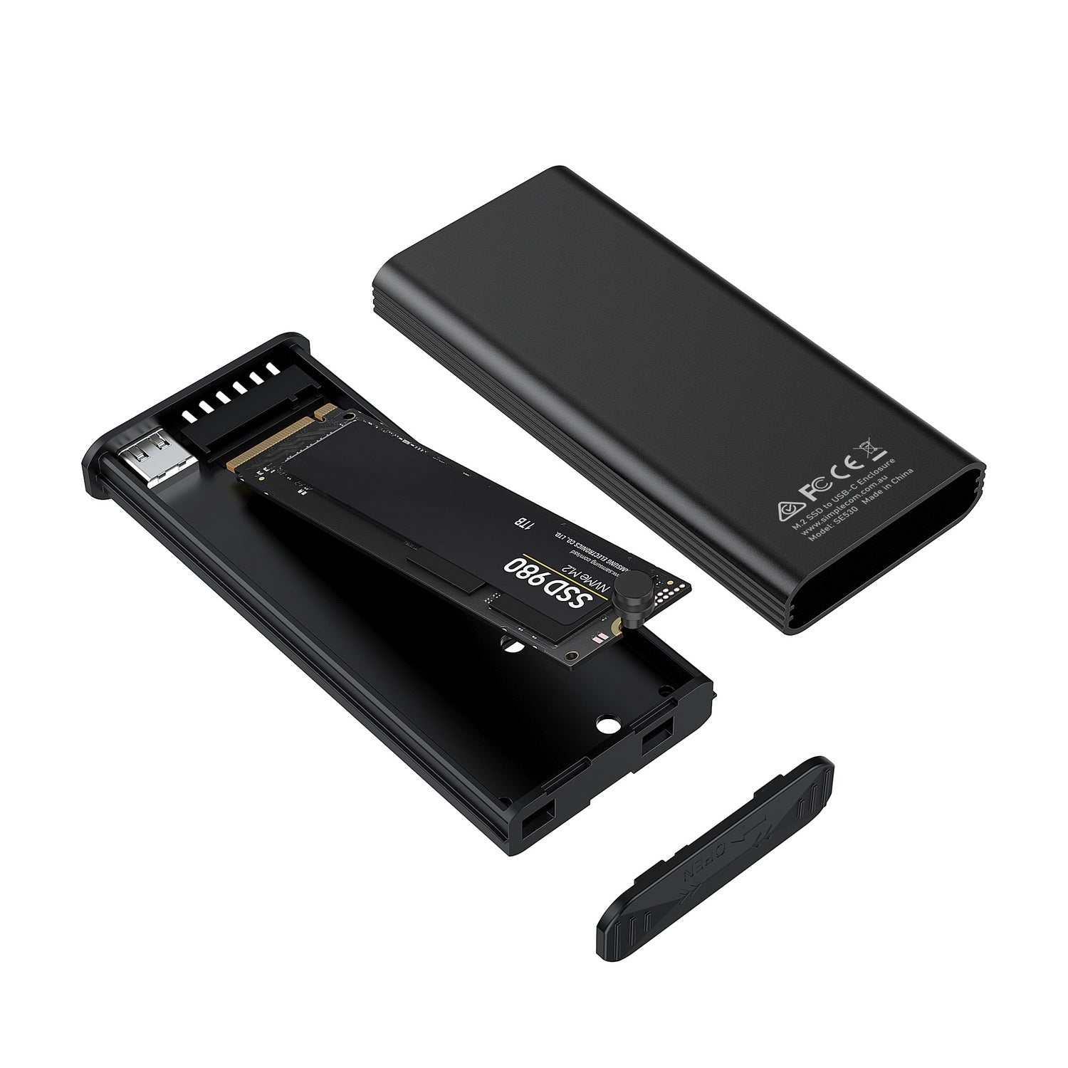 Simplecom SE530 NVMe / SATA M.2 SSD to USB-C Enclosure with SMART LED Screen USB 3.2 Gen 2 10Gbps 3