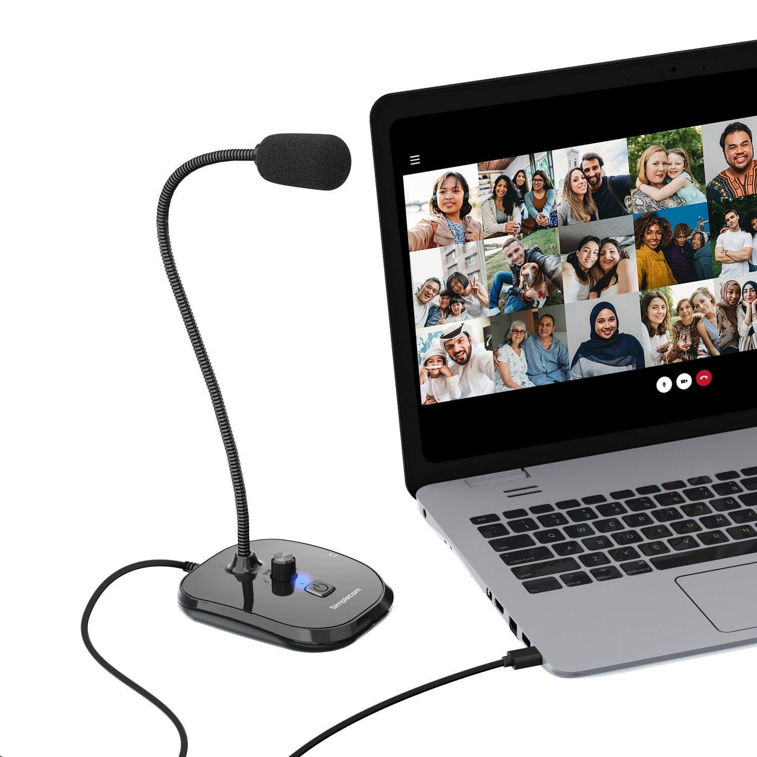 Simplecom UM360 Plug and Play USB Desktop Microphone with Headphone Jack 4