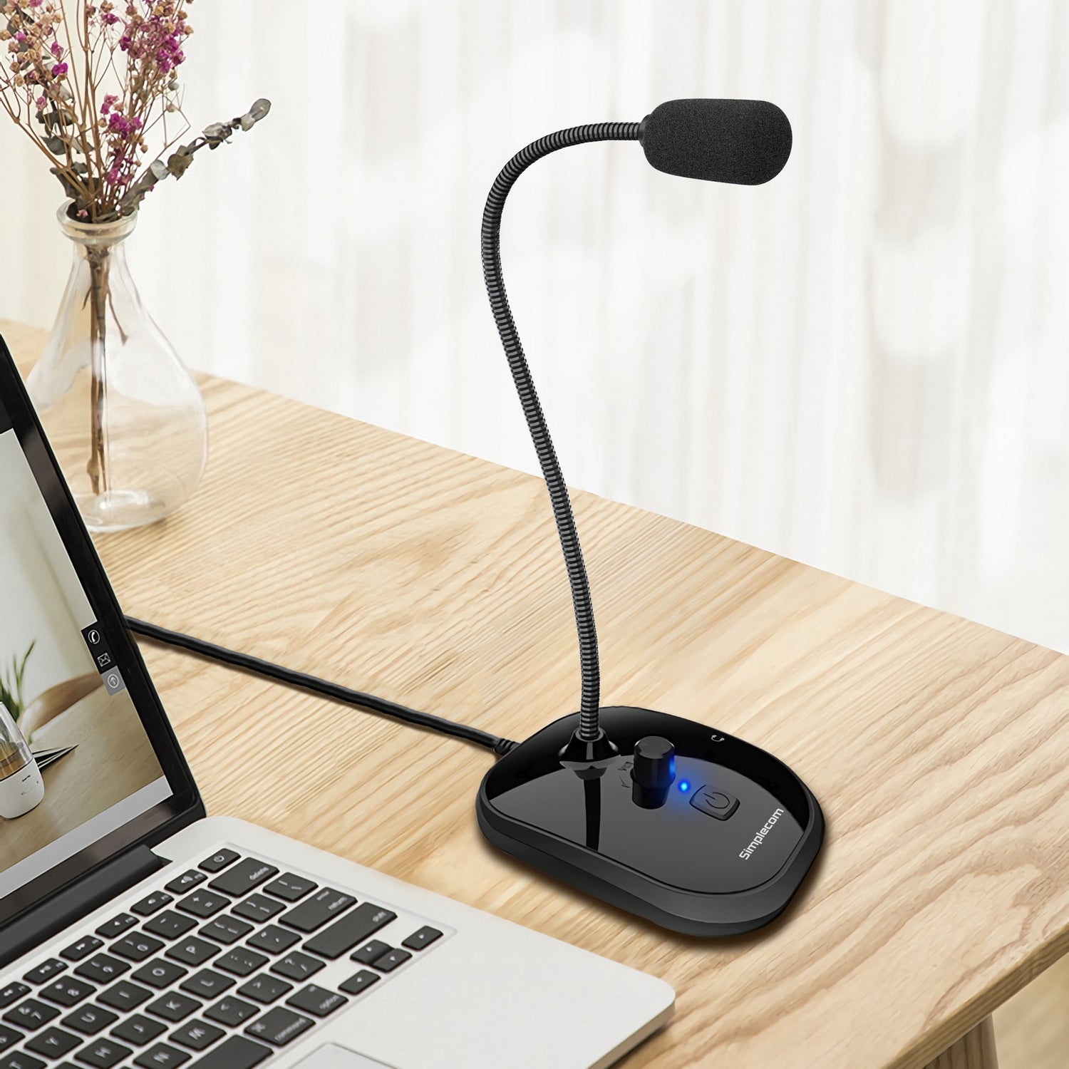 Simplecom UM360 Plug and Play USB Desktop Microphone with Headphone Jack 5