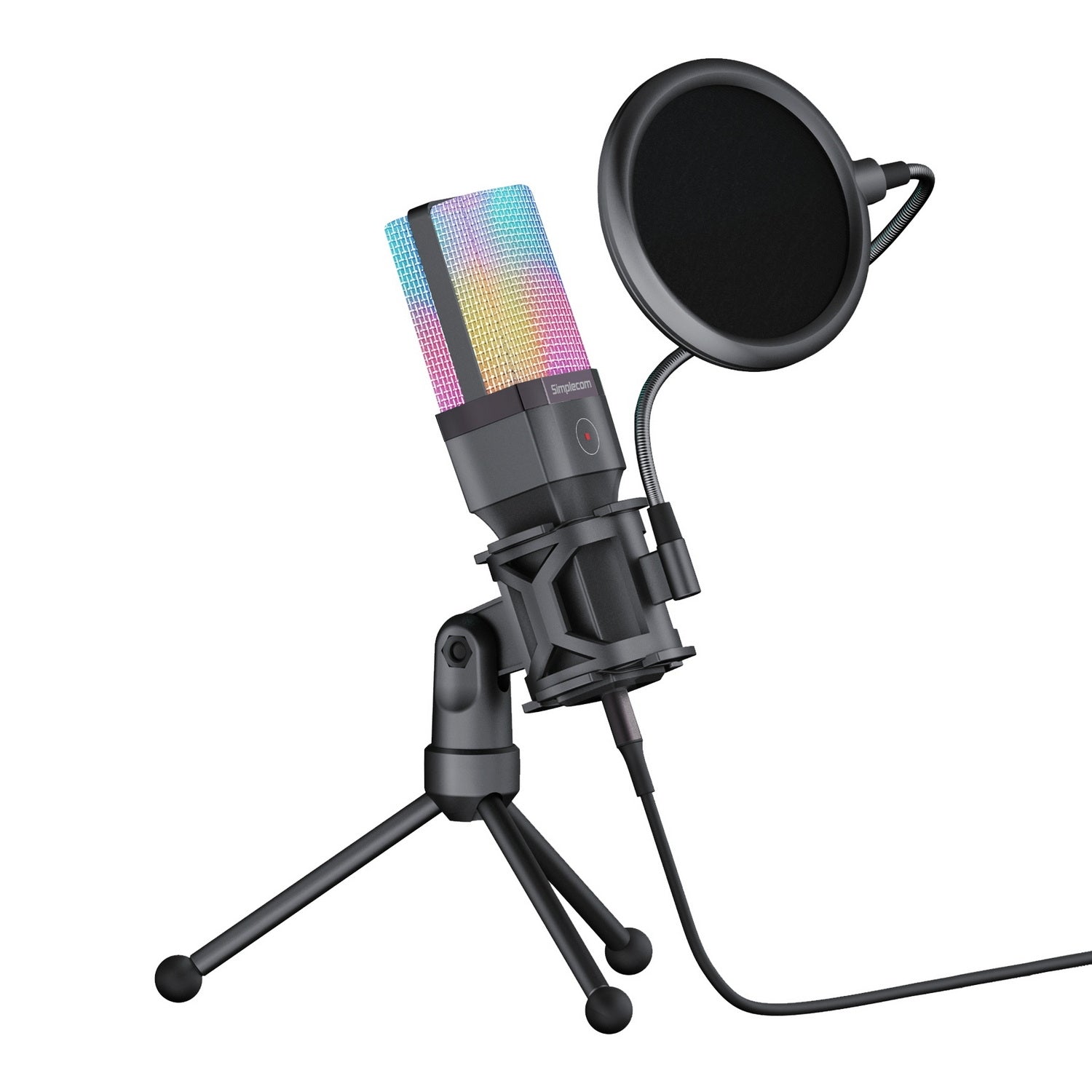 Simplecom UM650 USB Cardioid Condenser Microphone Gaming RGB Lights with Tripod & Pop Filter 3