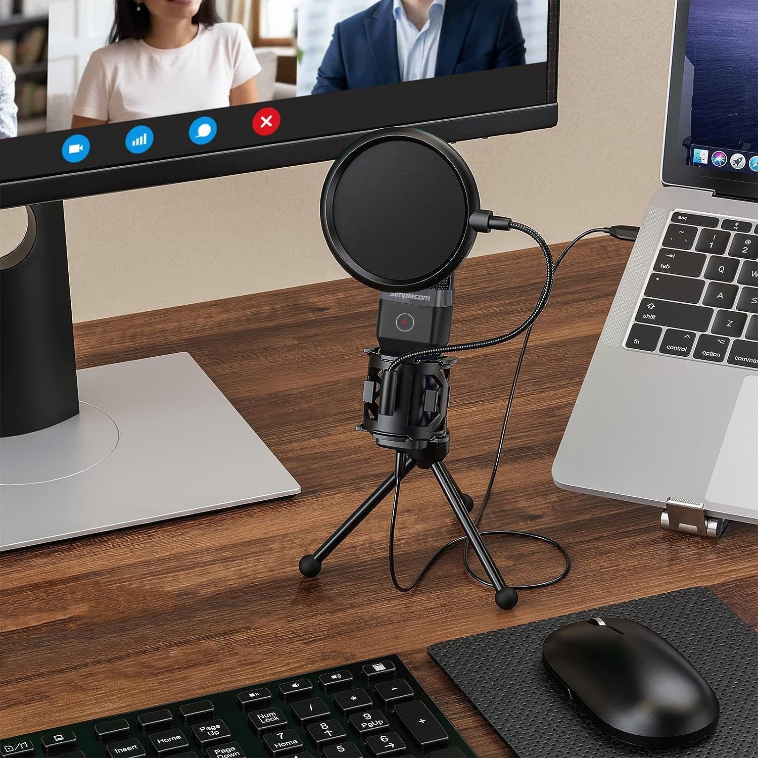 Simplecom UM650 USB Cardioid Condenser Microphone Gaming RGB Lights with Tripod & Pop Filter 5