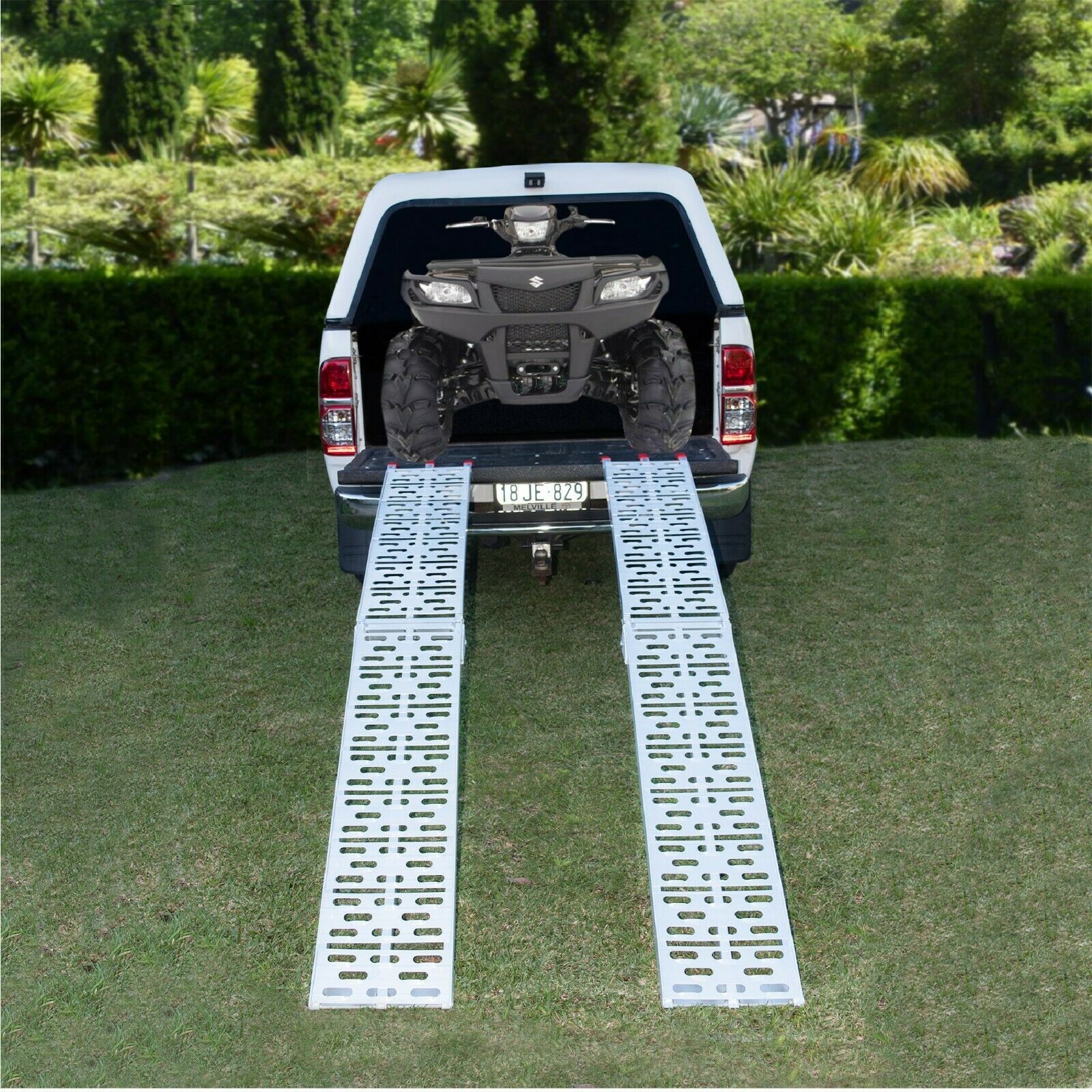 D2U Aluminum Folding Loading Ramps, 680kg Capacity - Heavy-Duty for ATVs, Motorcycles, Ride-On Lawnmowers - Foldable Design, Dual-Welded Joints, Rubber Tips, and Corrosion-Resistant Alloy 5