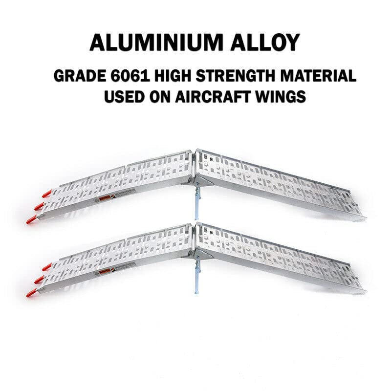 SINGLE Aluminium Folding Ramp with Support Strap, Load ATV Cycles, Motorcycles 680KG 3