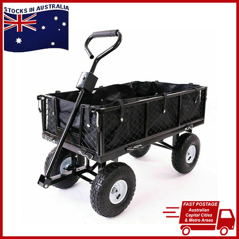 Garden Dump Rolling Mesh Cart with Heavy Duty Steel Frame,10 Inch Pneumatic Tires Maximum Load Capacity of 300 Kg (Black) 10