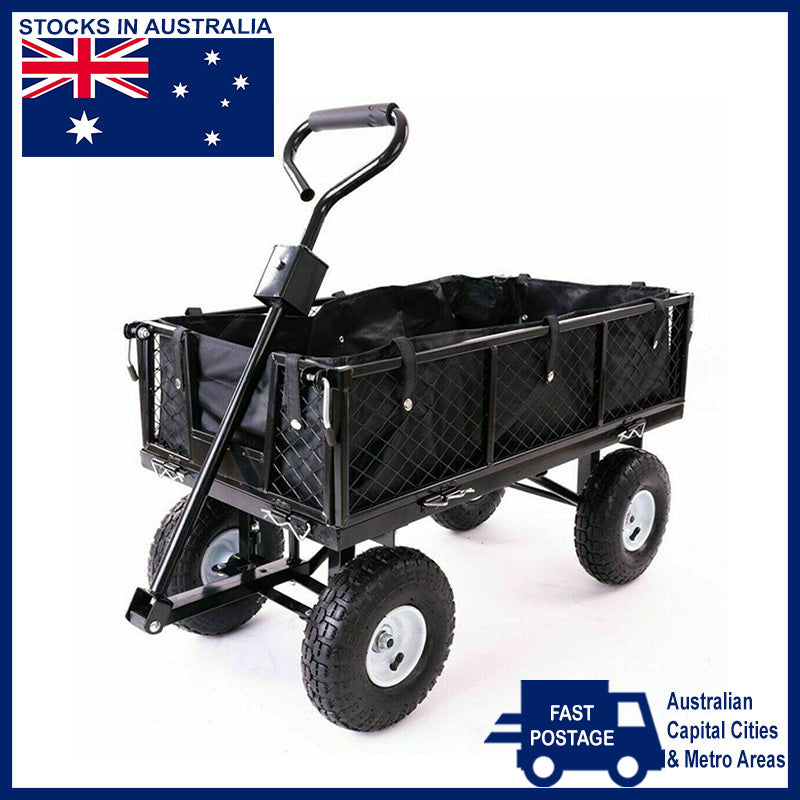 Garden Dump Rolling Mesh Cart with Heavy Duty Steel Frame,10 Inch Pneumatic Tires Maximum Load Capacity of 300 Kg (Black) 11