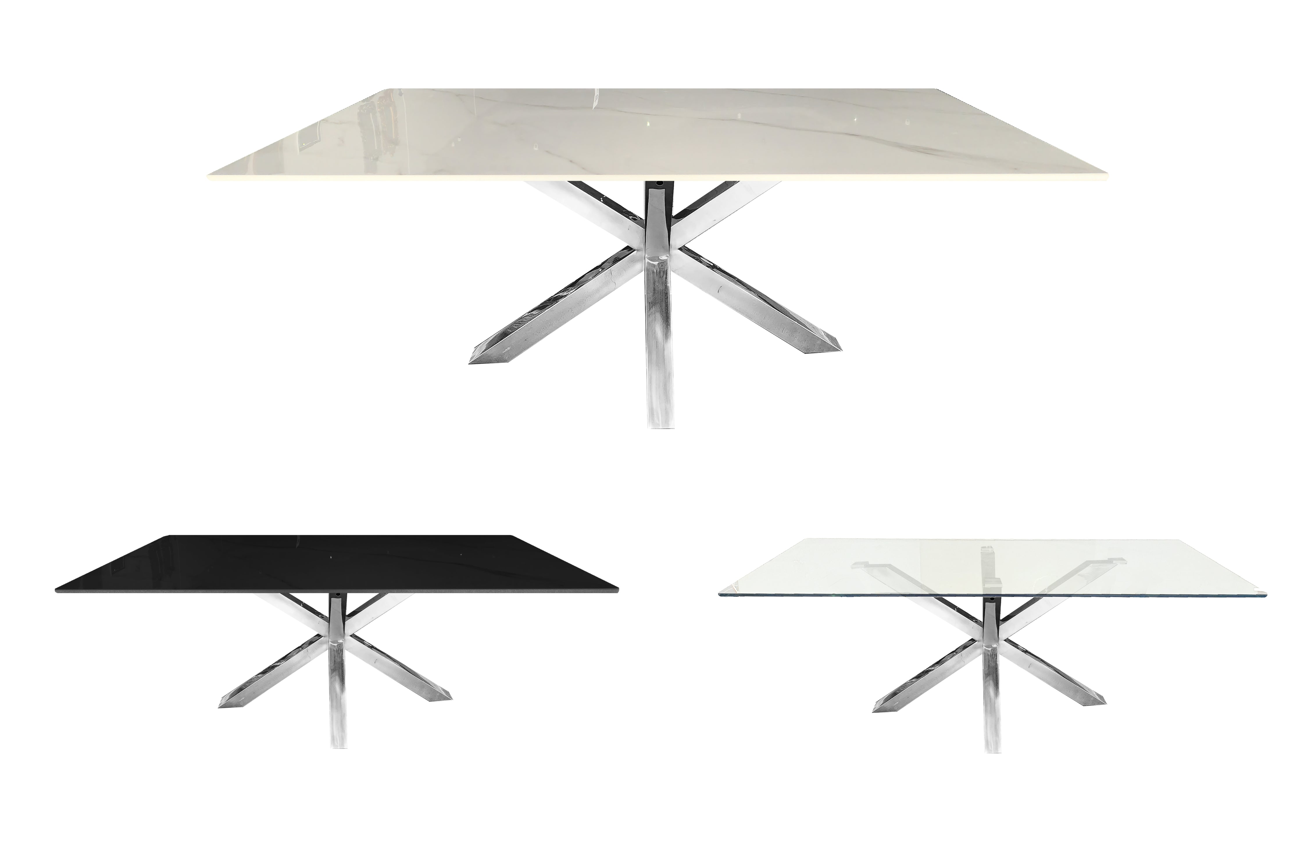 Miles Silver With White Marble Dining Table - 90cm x 180cm 4