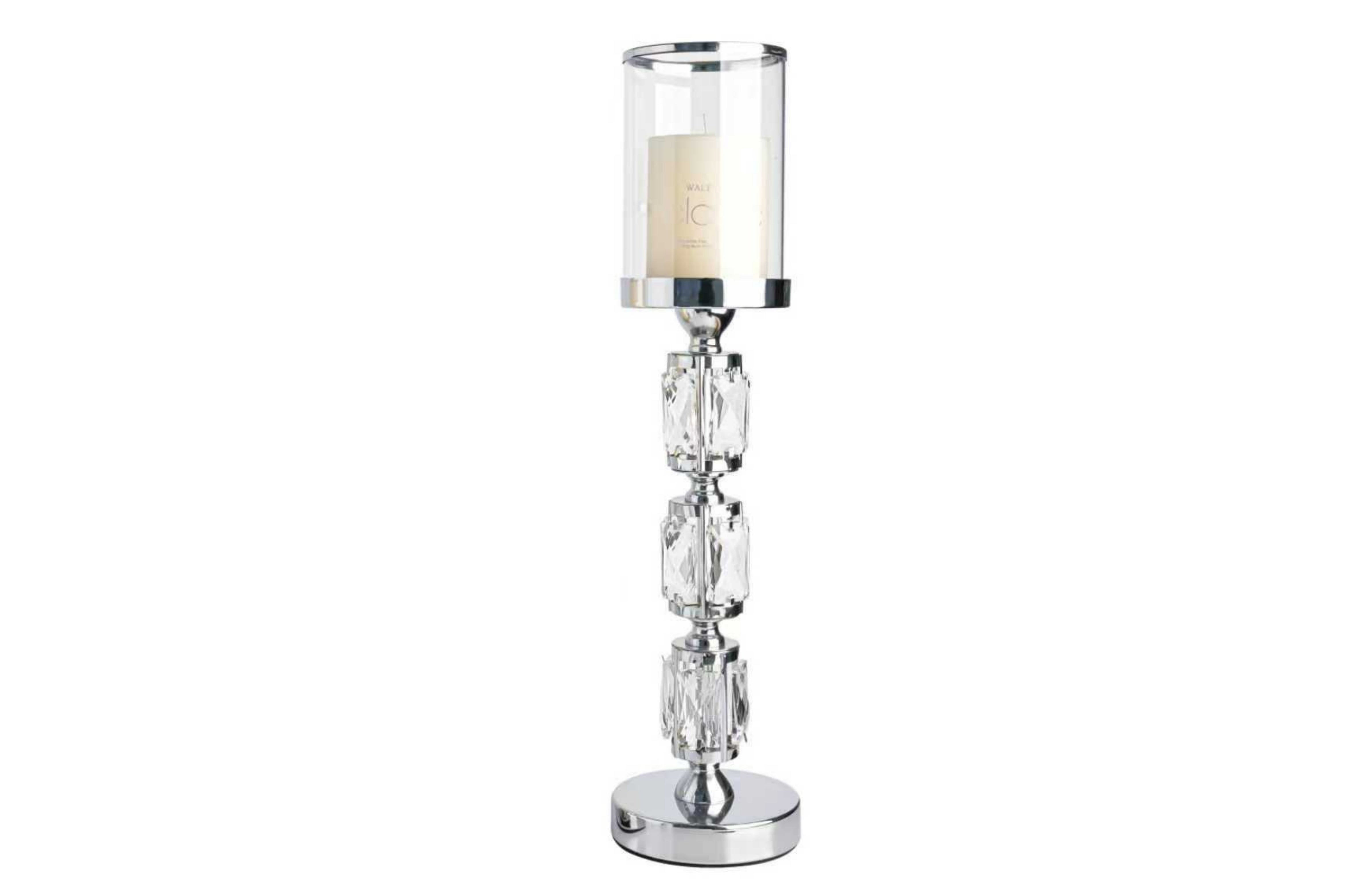 Abode Crystal Candle Holder – Silver - Large